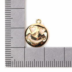 PDT-782-G【2個入り】ハートアイズフェイスペンダント,Heart Eyes Face Pendant 5枚目の画像