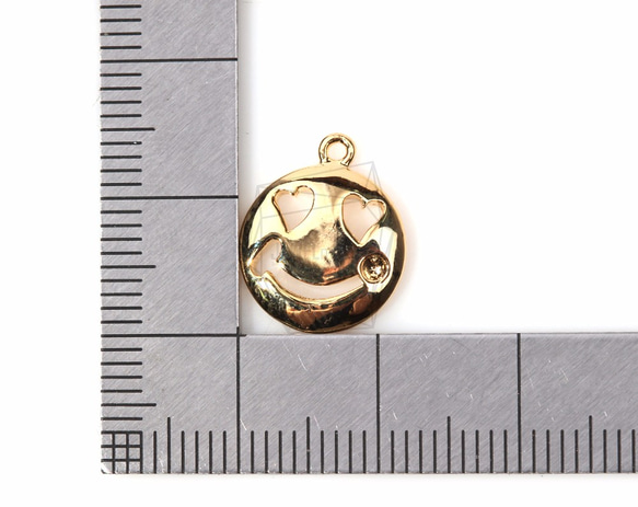 PDT-782-G【2個入り】ハートアイズフェイスペンダント,Heart Eyes Face Pendant 5枚目の画像