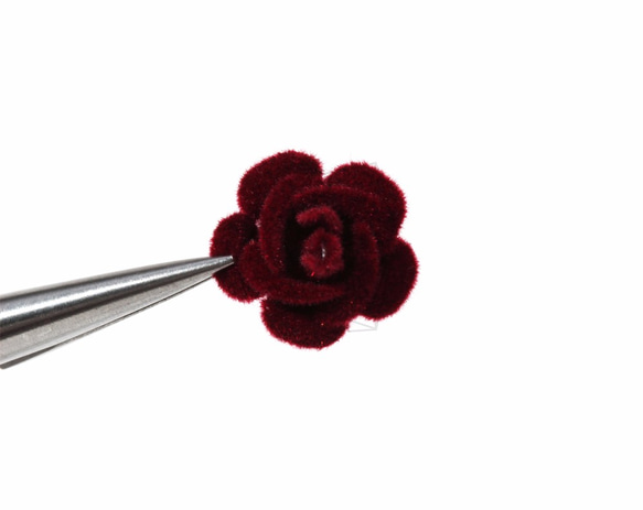 BSC-072-G【4個入り】フロッキングバラチャーム,mini flocked rose Pendant 4枚目の画像