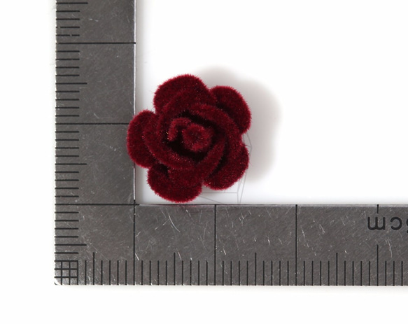 BSC-072-G【4個入り】フロッキングバラチャーム,mini flocked rose Pendant 5枚目の画像