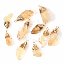 STO-005-C【2個入り】ワイアードレモン色ストーン,Wired Citrine Stone Pendant 2枚目の画像