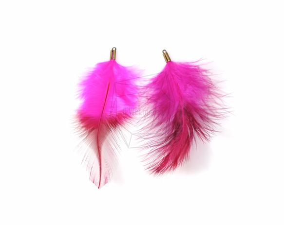 BSC-054-G【5個入り】フェザーチャーム,Pink Feather Charm/30mm x 70mm 1枚目の画像