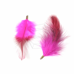 BSC-054-G【5個入り】フェザーチャーム,Pink Feather Charm/30mm x 70mm 2枚目の画像