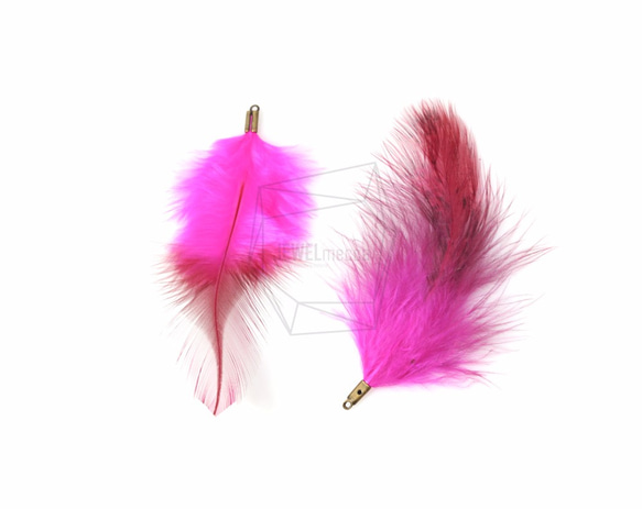 BSC-054-G【5個入り】フェザーチャーム,Pink Feather Charm/30mm x 70mm 2枚目の画像