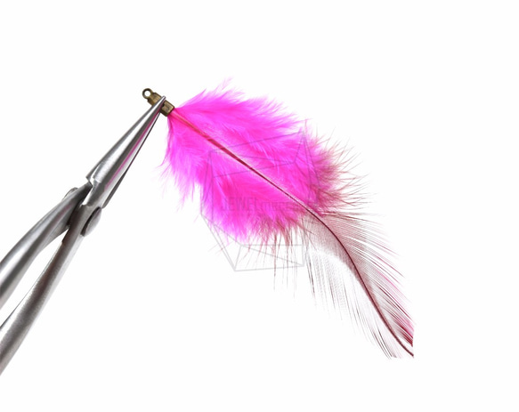 BSC-054-G【5個入り】フェザーチャーム,Pink Feather Charm/30mm x 70mm 4枚目の画像