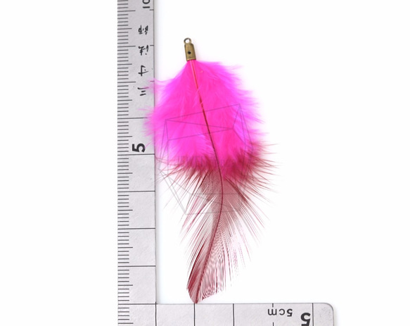 BSC-054-G【5個入り】フェザーチャーム,Pink Feather Charm/30mm x 70mm 5枚目の画像