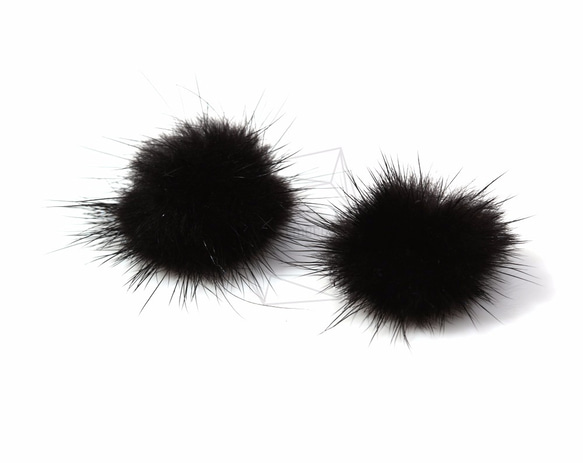 BSC-065-G【4個入り】ミンクファーブラック,mini Mink Ball(Black) 2枚目の画像