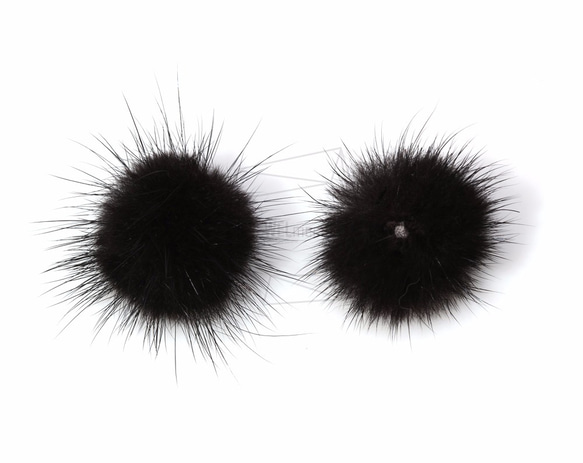 BSC-065-G【4個入り】ミンクファーブラック,mini Mink Ball(Black) 3枚目の画像