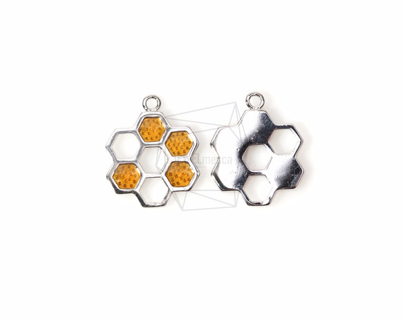 PDT-820-R【2個入り】ハニカムフラワーペンダント,Honey Comb Flower Pendant 3枚目の画像