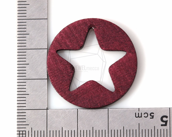 BSC-119-G【4個入り】スターサークルウッドビーズ,Star in circle Wooden Beads 5枚目の画像