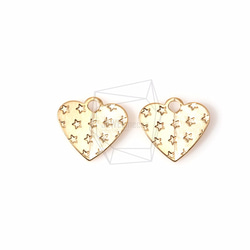 PDT-933-MG【4個入り】スターインハートペンダント,Stars in heart Pendant 1枚目の画像