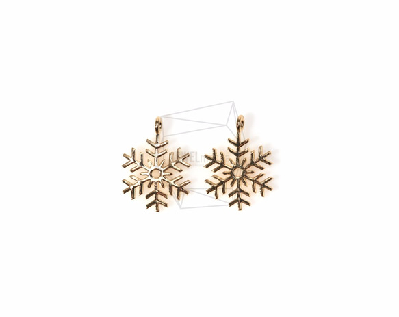 PDT-864-G【2個入り】スノーフレークペンダント,Snowflake Pendant/ 12mm x 15mm 1枚目の画像