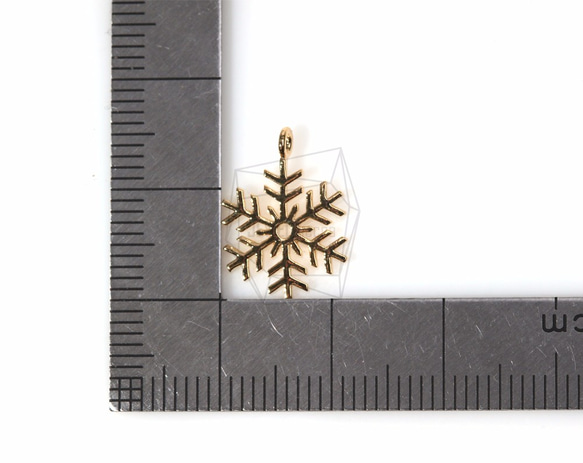 PDT-864-G【2個入り】スノーフレークペンダント,Snowflake Pendant/ 12mm x 15mm 5枚目の画像