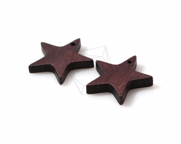 BSC-140-G【4個入り】スターウッドビーズ,Star Wooden Beads /22mm x 22mm 2枚目の画像