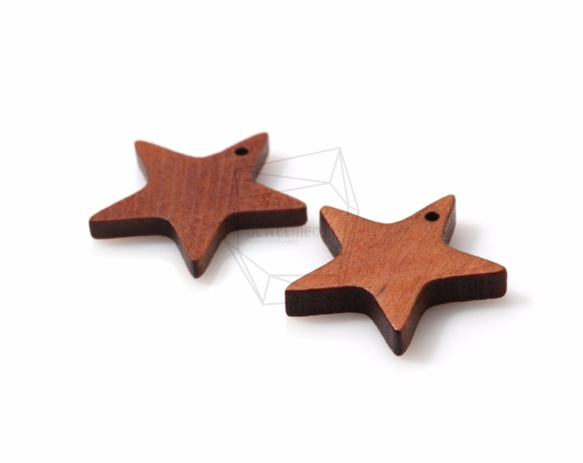 BSC-141-G【4個入り】スターウッドビーズ,Star Wooden Beads /22mm x 22mm 2枚目の画像