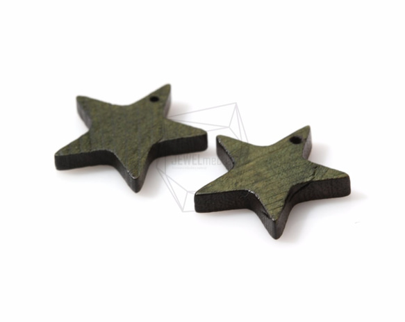 BSC-142-G【4個入り】スターウッドビーズ,Star Wooden Beads /22mm x 22mm 2枚目の画像