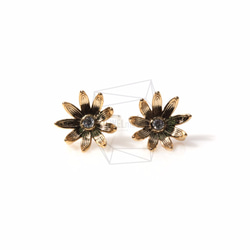 ERG-326-G【2個入り】サンフラワーピアス/CZ Sunflower Earring 1枚目の画像