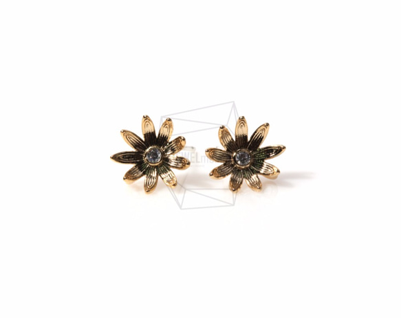 ERG-326-G【2個入り】サンフラワーピアス/CZ Sunflower Earring 1枚目の画像