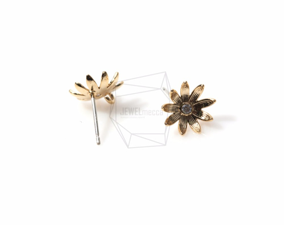 ERG-326-G【2個入り】サンフラワーピアス/CZ Sunflower Earring 3枚目の画像