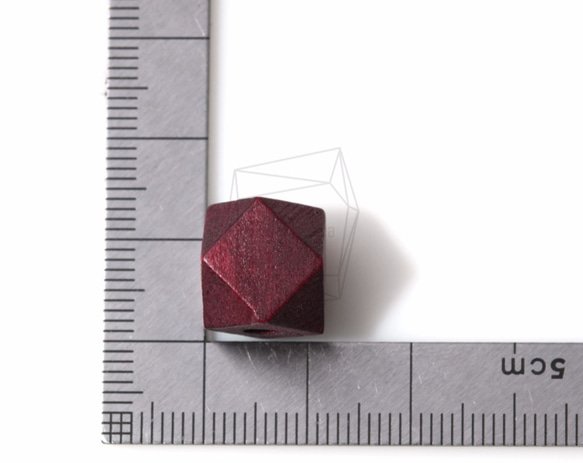 BSC-167-G【5個入り】ヘキサヘドロン ウッドビーズ,Hexahedron Beads 5枚目の画像