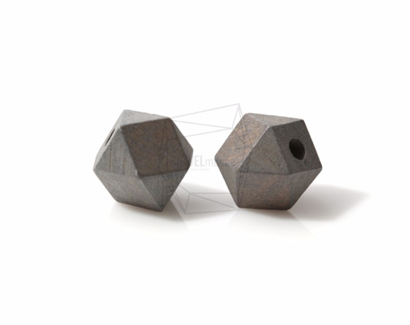 BSC-168-G【5個入り】ヘキサヘドロン ウッドビーズ,Hexahedron Beads 2枚目の画像