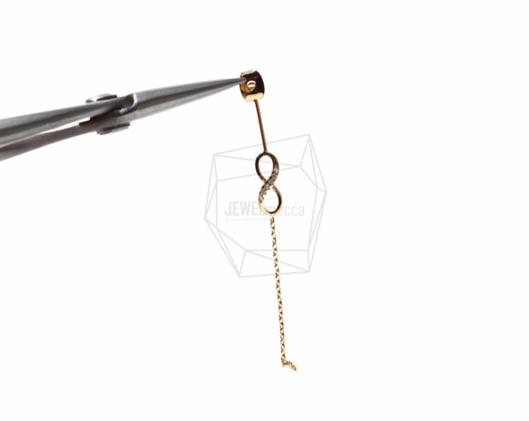 ERG-339-G【2個入り】インフィニティピアスキャッチ,CZ Infinity Earring with Chain 4枚目の画像