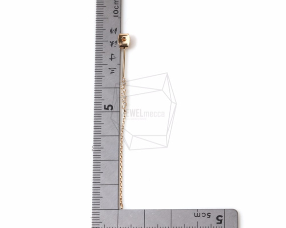 ERG-340-G [2個]垂直鏈耳環柱，CZ垂直鏈耳環柱 第5張的照片