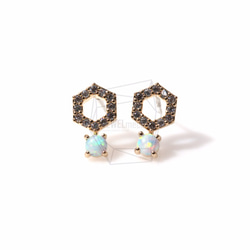 ERG-357-G【2個入り】CZペンタゴンピアス,CZ Iridescent Pentagon Earring 1枚目の画像