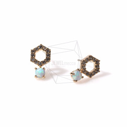 ERG-357-G【2個入り】CZペンタゴンピアス,CZ Iridescent Pentagon Earring 2枚目の画像