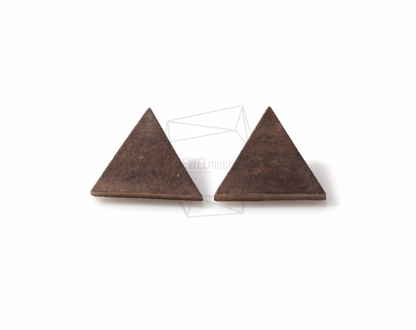 ERG-367-G【2個入り】トライアングルピアス,Wooden Stud Earrings/Titanium post 2枚目の画像