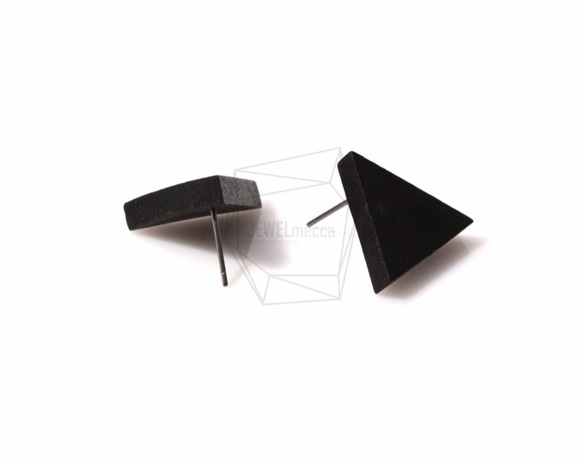 ERG-369-G【2件】三角形耳環，木質耳釘/鈦柱 第3張的照片