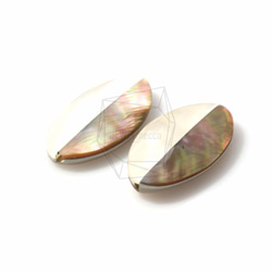 PEA-023-G【2個入り】オーバル螺鈿ビーズ, Mother of Pearl shell beads 2枚目の画像