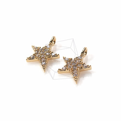 PDT-1000-G【2個入り】CZスターペンダント,CZ Star Pendant/10mm x 9mm 2枚目の画像