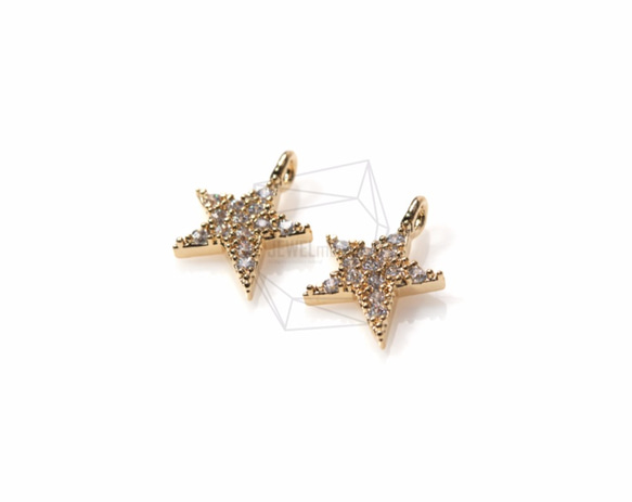 PDT-1000-G【2個入り】CZスターペンダント,CZ Star Pendant/10mm x 9mm 2枚目の画像