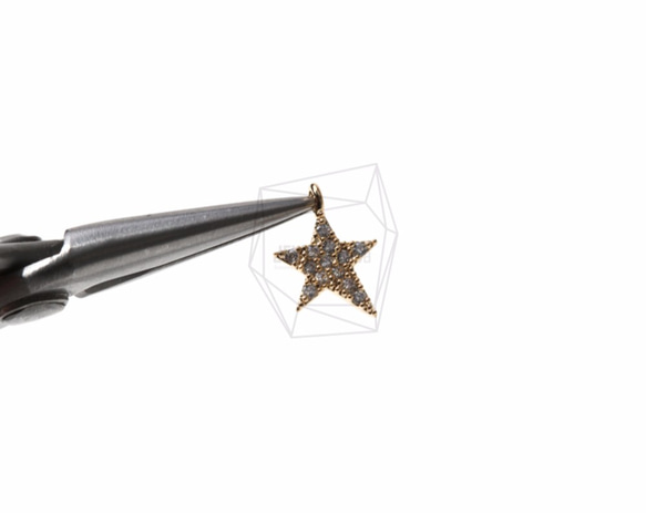 PDT-1000-G【2個入り】CZスターペンダント,CZ Star Pendant/10mm x 9mm 4枚目の画像