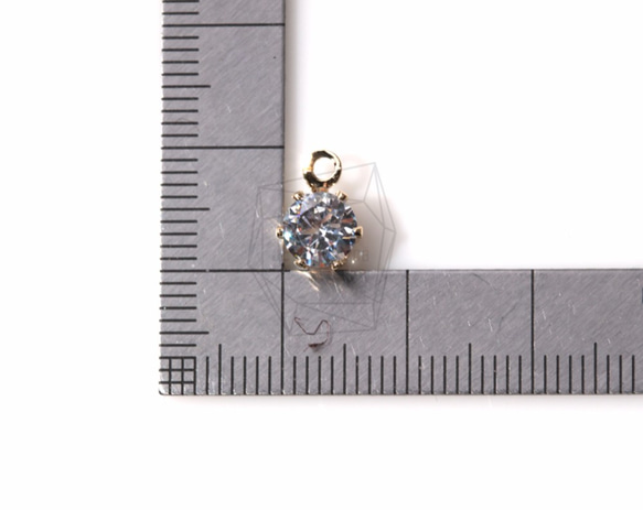 PDT-1032-G [4個]立方氧化鋯吊墜，CZ吊墜/ 6mm x 6mm 第5張的照片