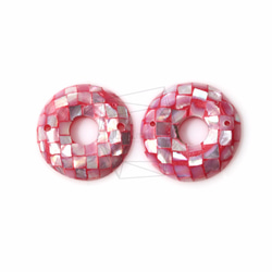 PEA-035-G【2個入り】モザイクドーナツ螺鈿ビーズ, Mother of Pearl Mosaic donut 1枚目の画像
