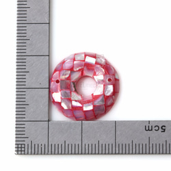 PEA-035-G【2個入り】モザイクドーナツ螺鈿ビーズ, Mother of Pearl Mosaic donut 5枚目の画像