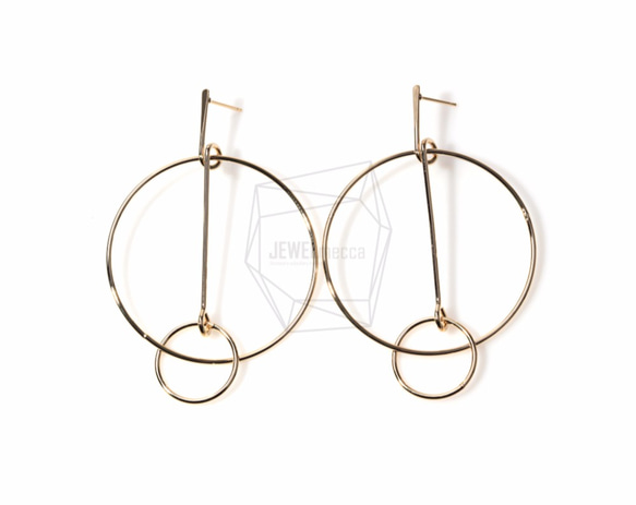 ERG-390-G【2個入り】ダブルサークルワイヤーピアス,Double Circle Wire Earring 1枚目の画像