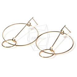 ERG-390-G【2個入り】ダブルサークルワイヤーピアス,Double Circle Wire Earring 2枚目の画像