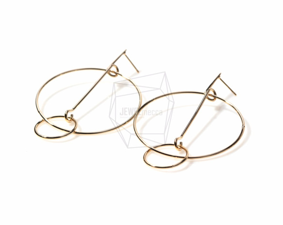 ERG-390-G【2個入り】ダブルサークルワイヤーピアス,Double Circle Wire Earring 2枚目の画像