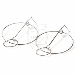 ERG-390-R【2個入り】ダブルサークルワイヤーピアス,Double Circle Wire Earring 2枚目の画像