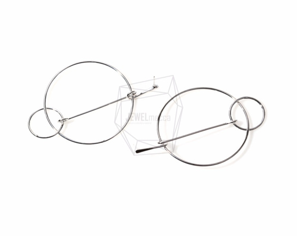 ERG-390-R【2個入り】ダブルサークルワイヤーピアス,Double Circle Wire Earring 3枚目の画像