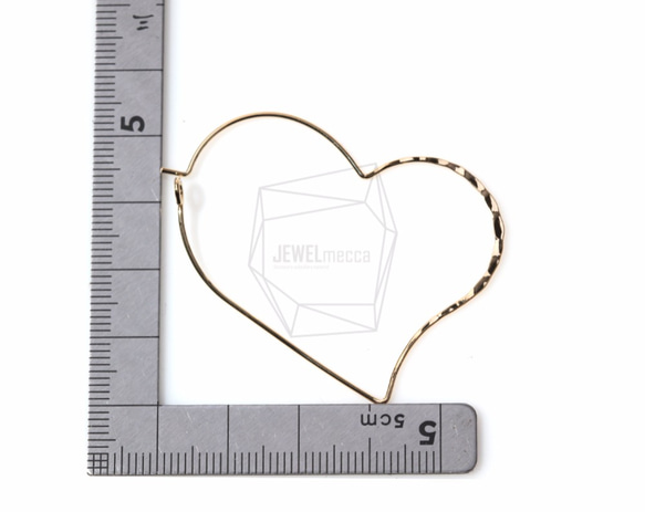 ERG-395-G【2個入り】 テクスチャワイヤーハートイヤーフック,Textured Wire Heart 5枚目の画像
