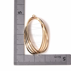 PDT-1057-G【2個入り】トリプルスタックオーバルチャーム,Triple Stack Oval Pendant 5枚目の画像