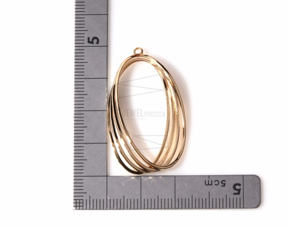 PDT-1057-G【2個入り】トリプルスタックオーバルチャーム,Triple Stack Oval Pendant 5枚目の画像