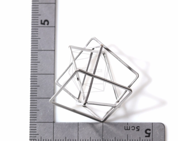 PDT-1058-MR【2個入り】マルチスクエアチャーム,Intertwined Square Pendant 5枚目の画像