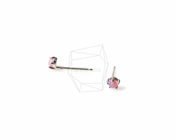 ERG-402-R【2個入り】CZスタッドピアス,Pink CZ Stud Earring Post 3枚目の画像