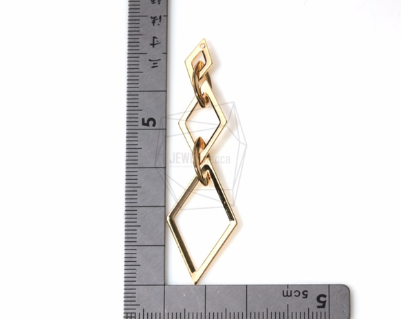 ERG-416-G【2個入り】トリプルダイヤモンドリンクチャーム/Triple Diamond Link charm 5枚目の画像