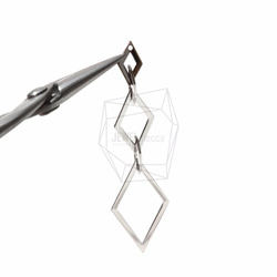 ERG-416-R【2個入り】トリプルダイヤモンドリンクチャーム/Triple Diamond Link charm 4枚目の画像